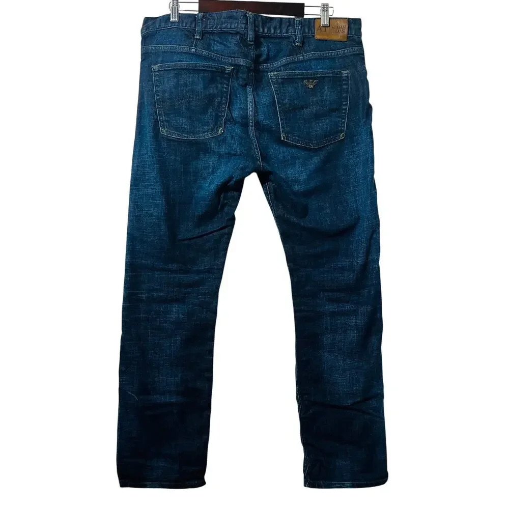 AJ Armani Jeans Men's 38X32 (Measures 38X30) Blue J31 Regular Straight Leg Denim